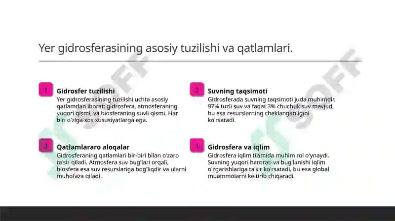 Yerning gidrosfera qobig'ining tuzilishi 3