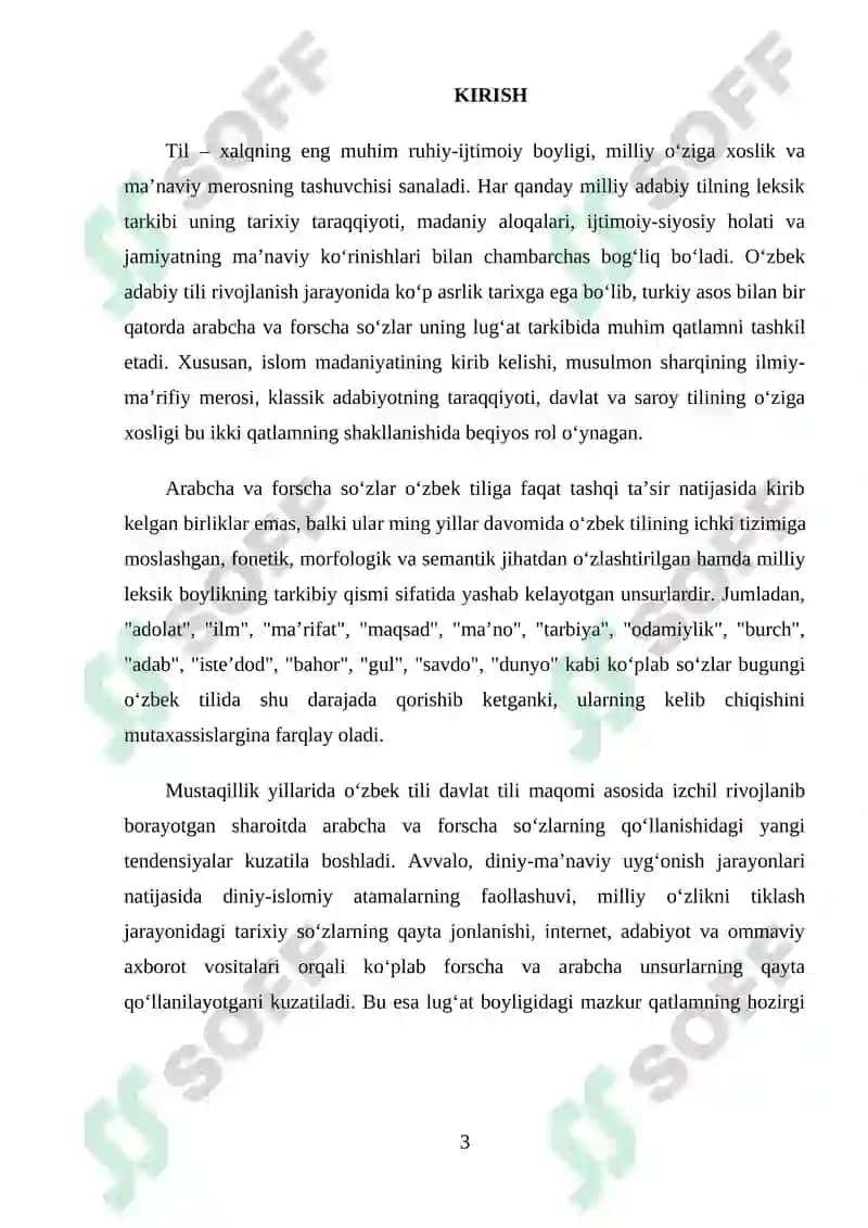 HOZIRGI O‘ZBEK ADABIY TILIDA ARABCHA VA FORSCHA SO‘ZLARNING FAOLLASHUVI 3