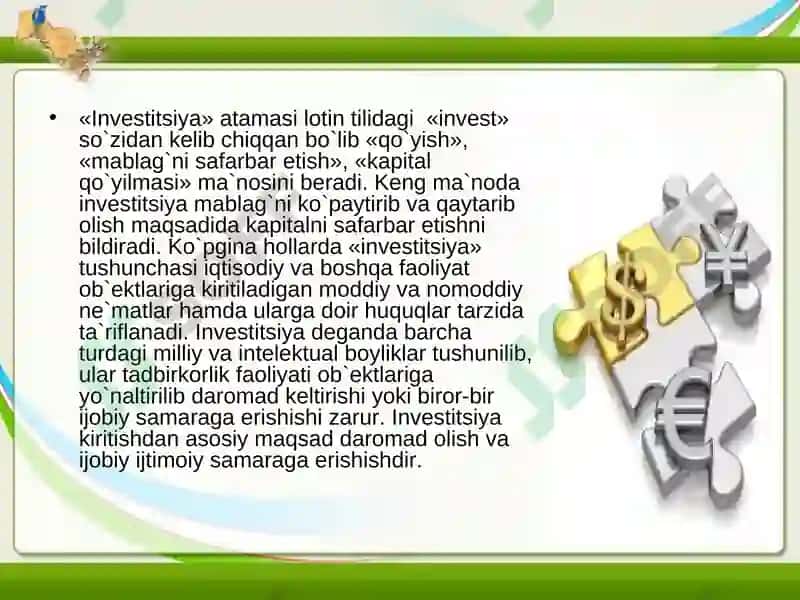 INVESTITSIYALARNINGIQTISODIYMOHIYATI 3