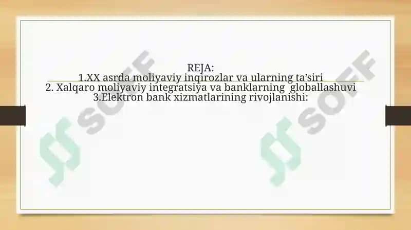XX asrda bank tizimida roʻy bergan asosiy oʻzgarishlar 3
