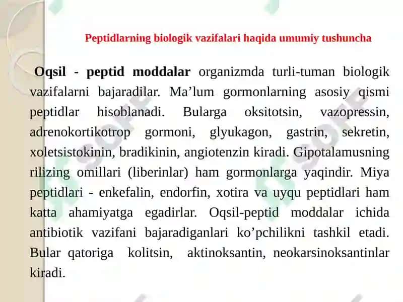 Peptidlarning biologik vazifalari 3