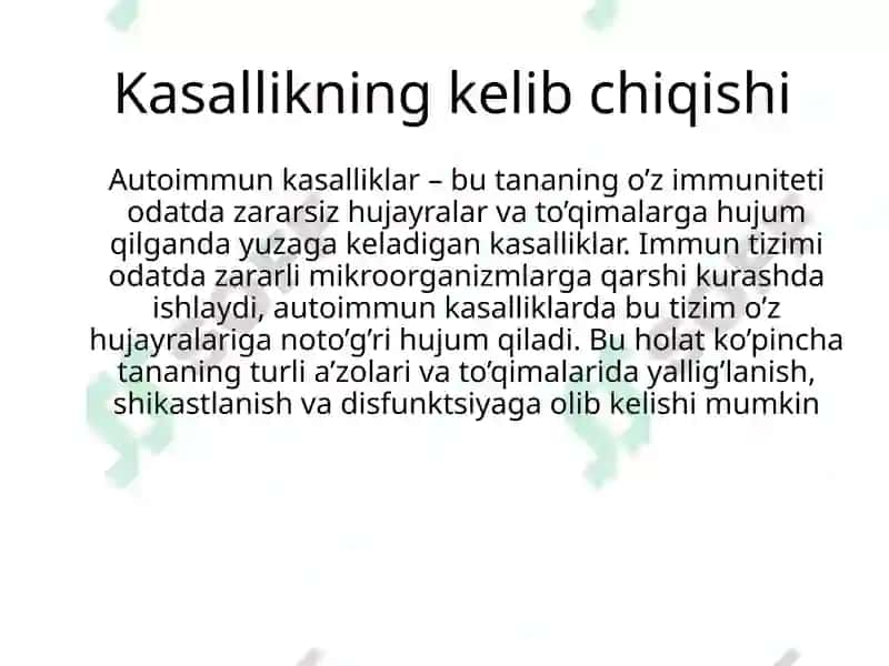 Autoimmun kasalliklar kelib chiqishi, profilaktikasi va diagnostika 3