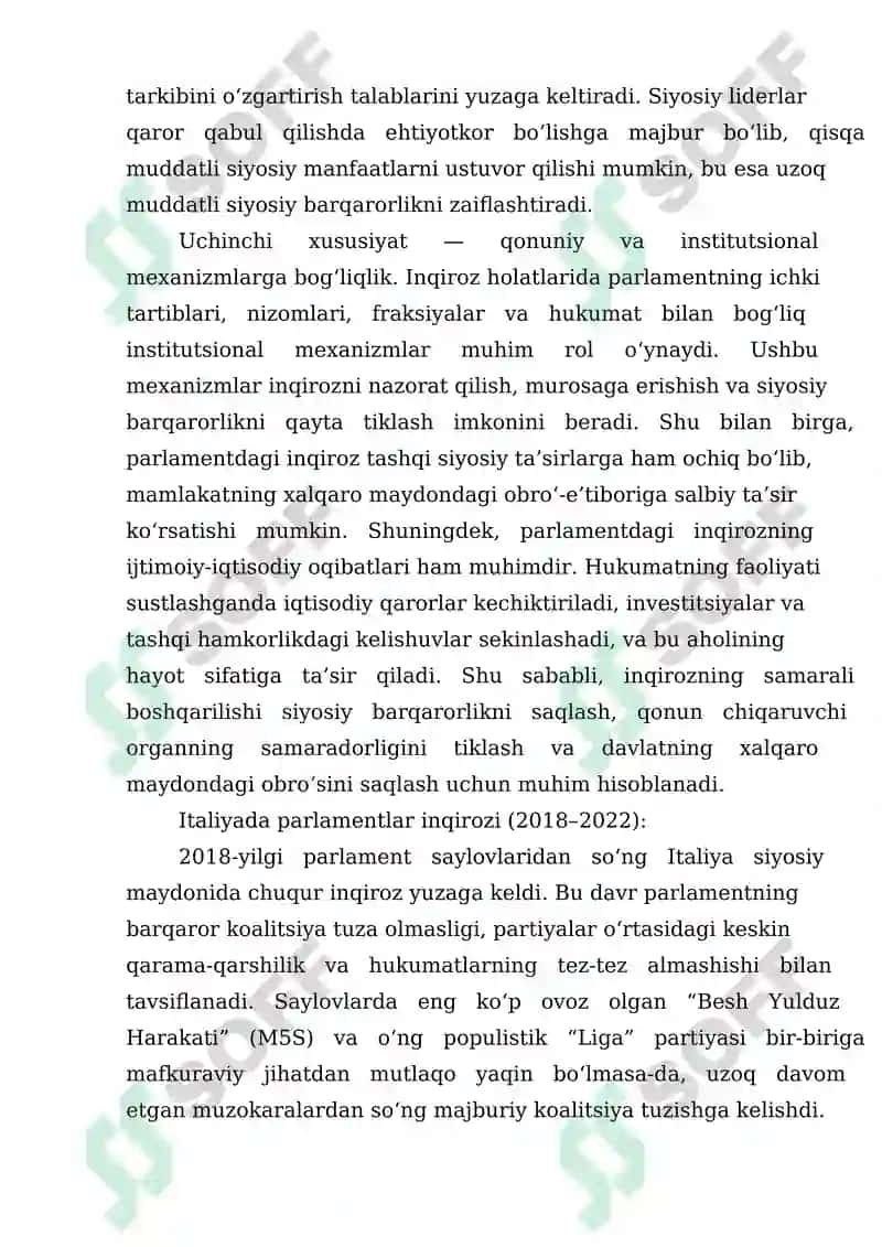 Parlamentdagi inqiroz va uning xususiyatlari 3