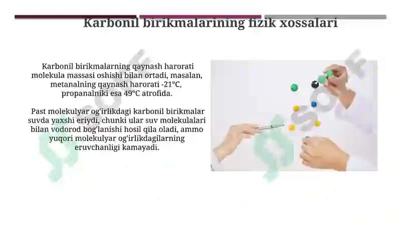 Karbonillarning olinishi va xossalari 3