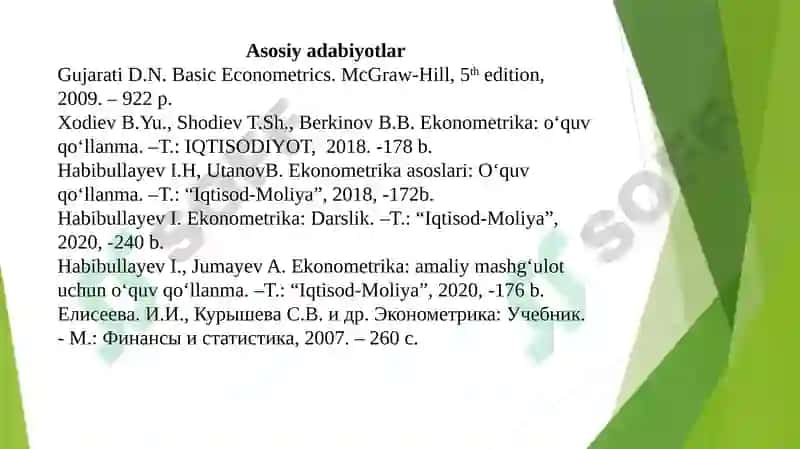 "Статистика ва эконометрика" 3