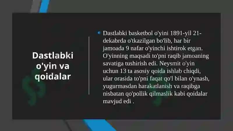 Basketbol sport turining paydo bo'lishi 3