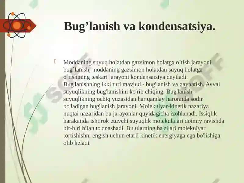 Bug’lanish va kondensatsiya 3