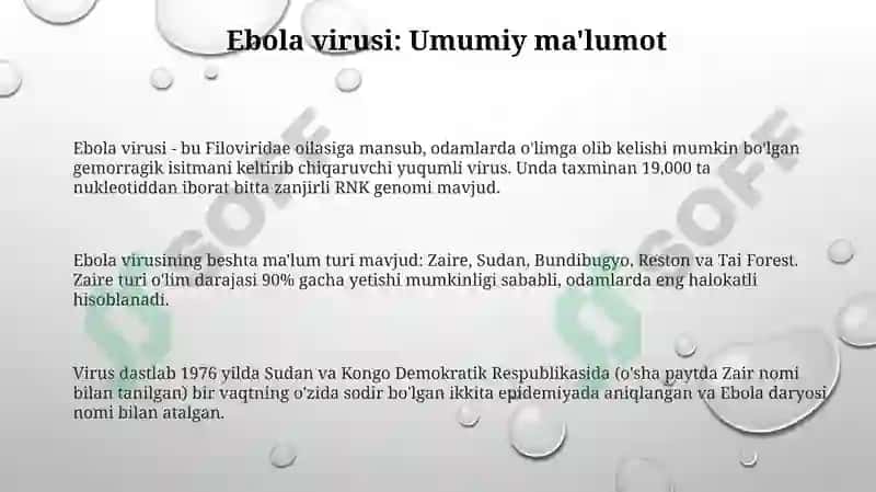 Ebola, Lassa va Zika Viruslari: Umumiy ko'rinish 3