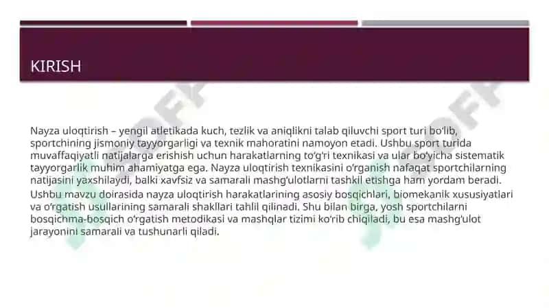 Nayza uloqtirish texnikasi 3
