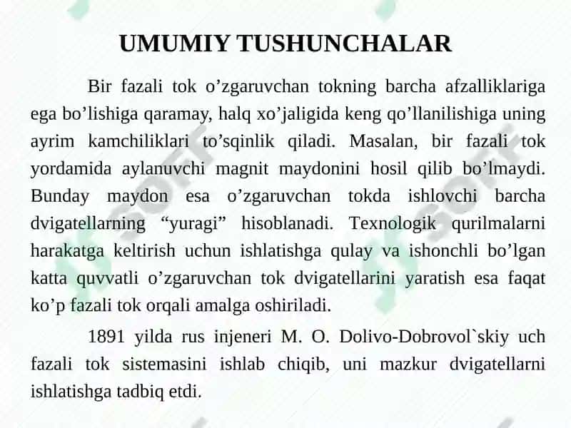 UCH FAZALI O'ZGARUVCHAN TOKZANJIRLARI 3