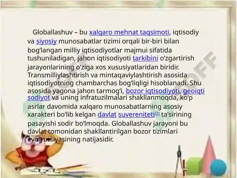 Globallashuv sharoitida jamiyathayotidagi dinlarning o'rni 3