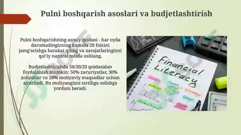 Pulni boshqarish asoslari va budjetlashtirish 3