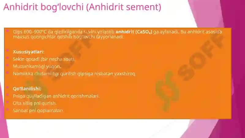 Gips asosida tayyorlangan bog‘lovchi moddalar 3