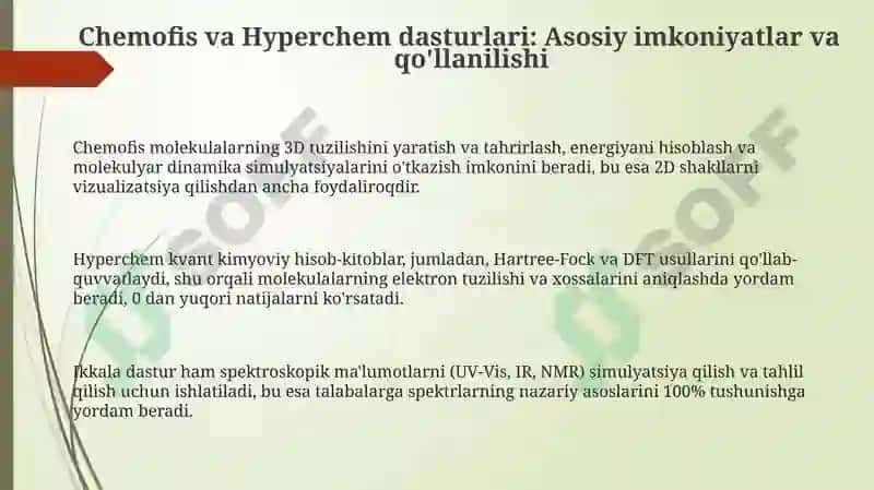 Chemofis va Hyperchem dasturlari 3