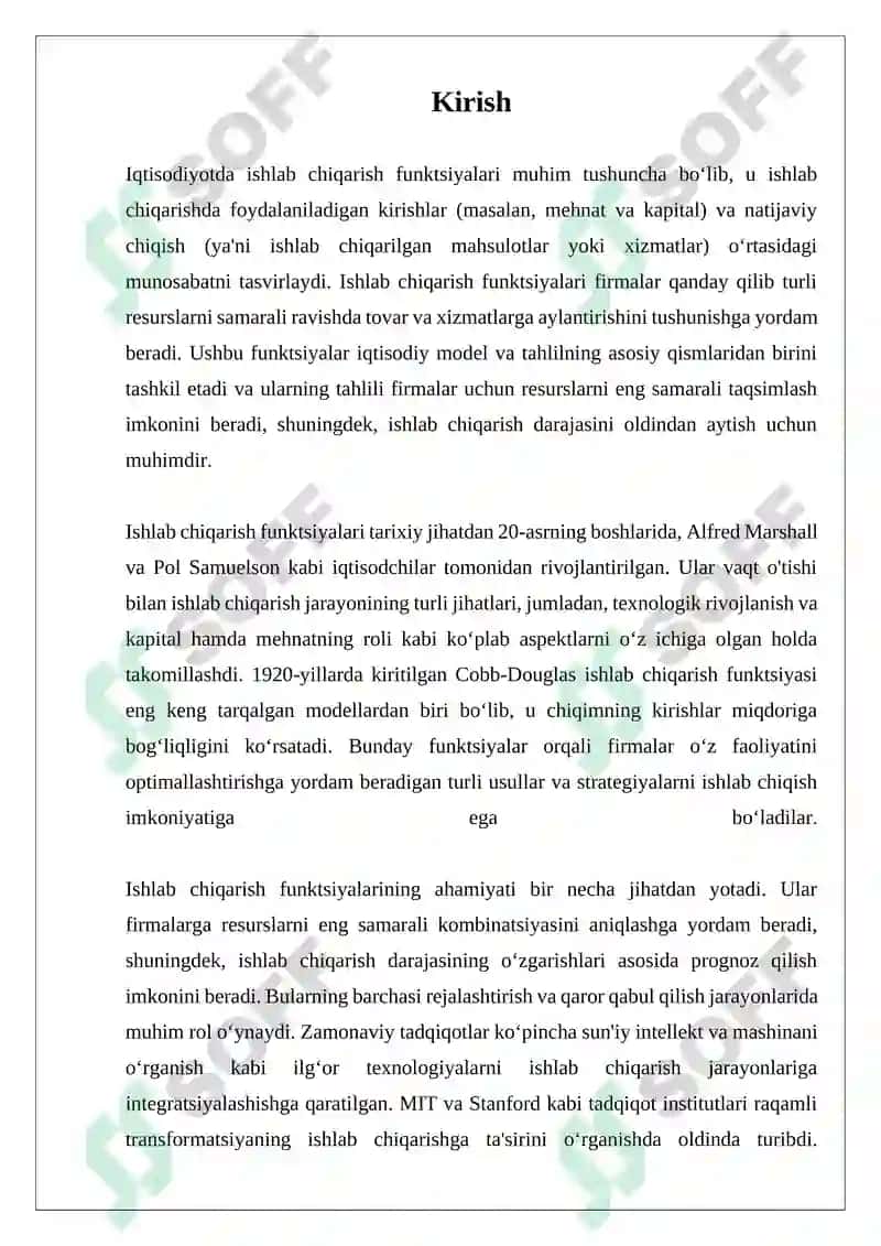 Ishlab chiqarish funktsiyalari 3
