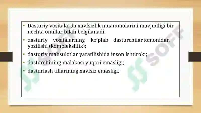 Dasturiy Vositalar Xavfsizligi 3