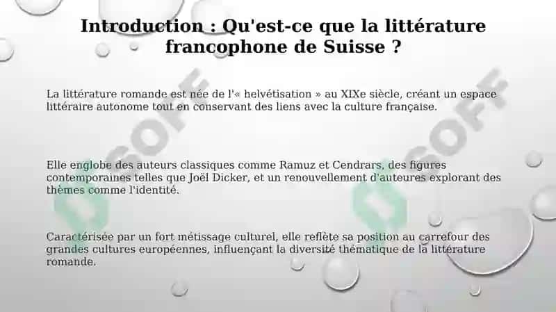 La littérature Francophone de Suisse 3