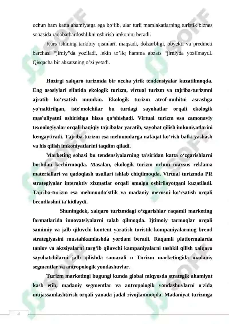 XALQARO TURIZM MARKETINGNING ASOSIY YO`NALISHLARI 3