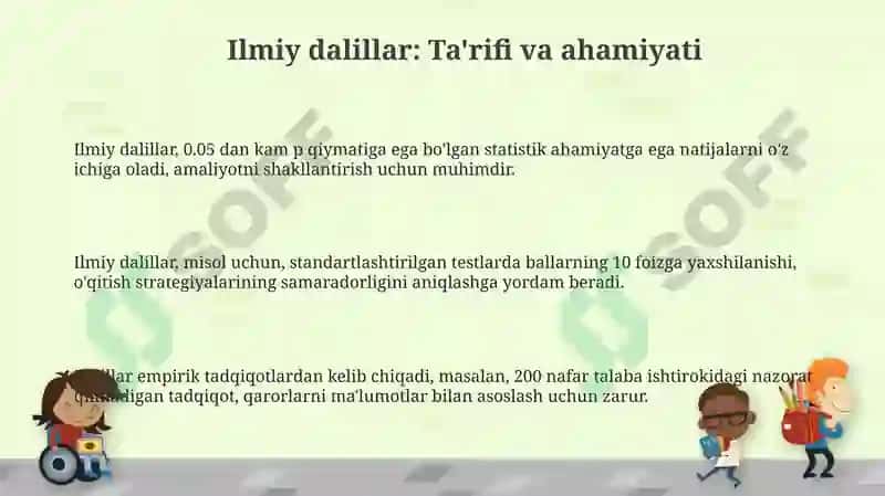 Ilmiy dalillarning pedagogik izlanishlardagi o'rni 3