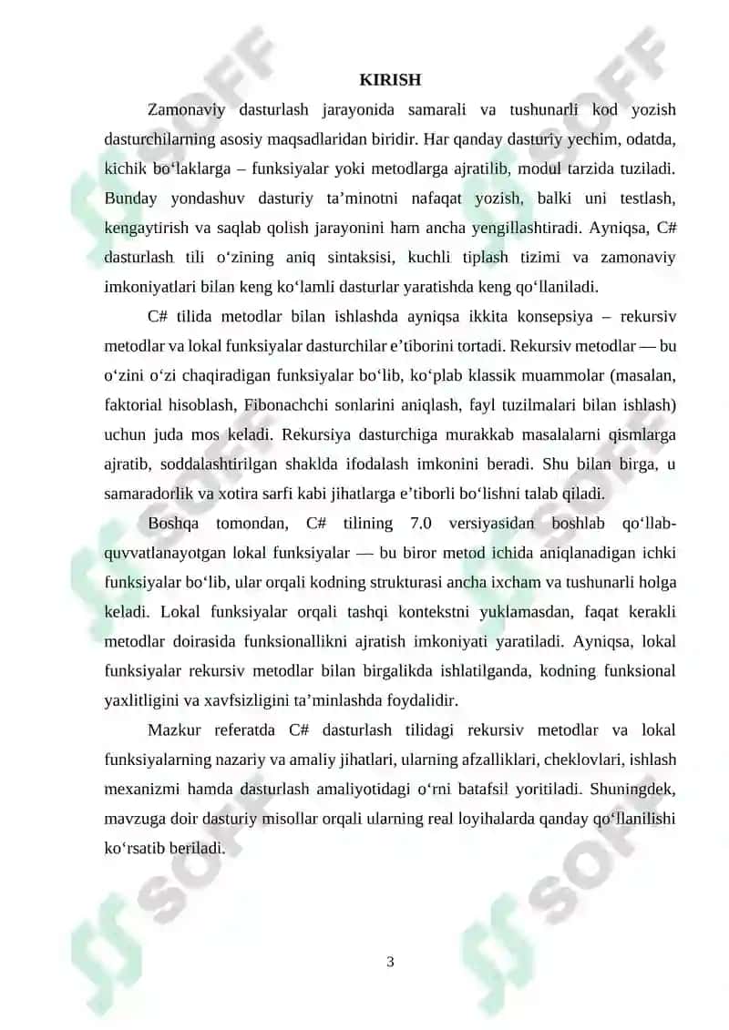 C# dasturlash tilida rekursiv metodlar va lokal funksiyalardan foydalanish 3