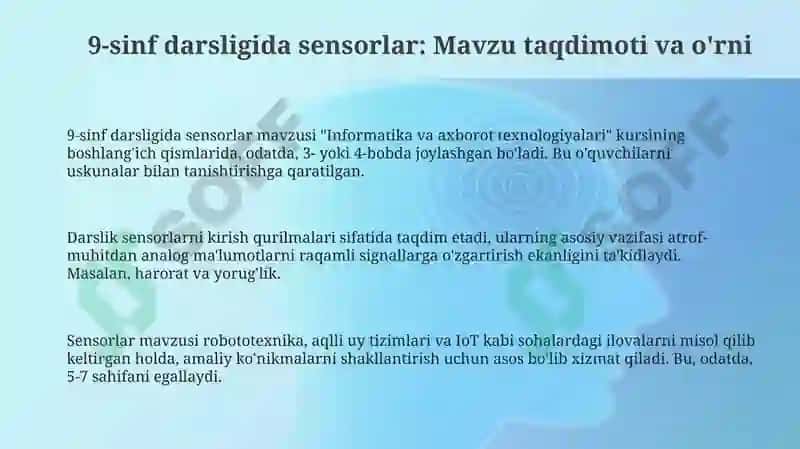 9-sinf informatika yangi darsligida Sensorlar 3