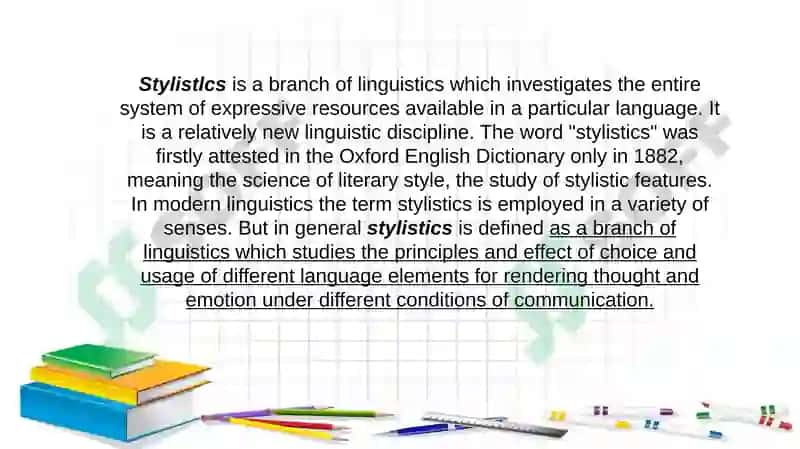 THE SUBJECT AND AIMS OF STYLISTICS 3