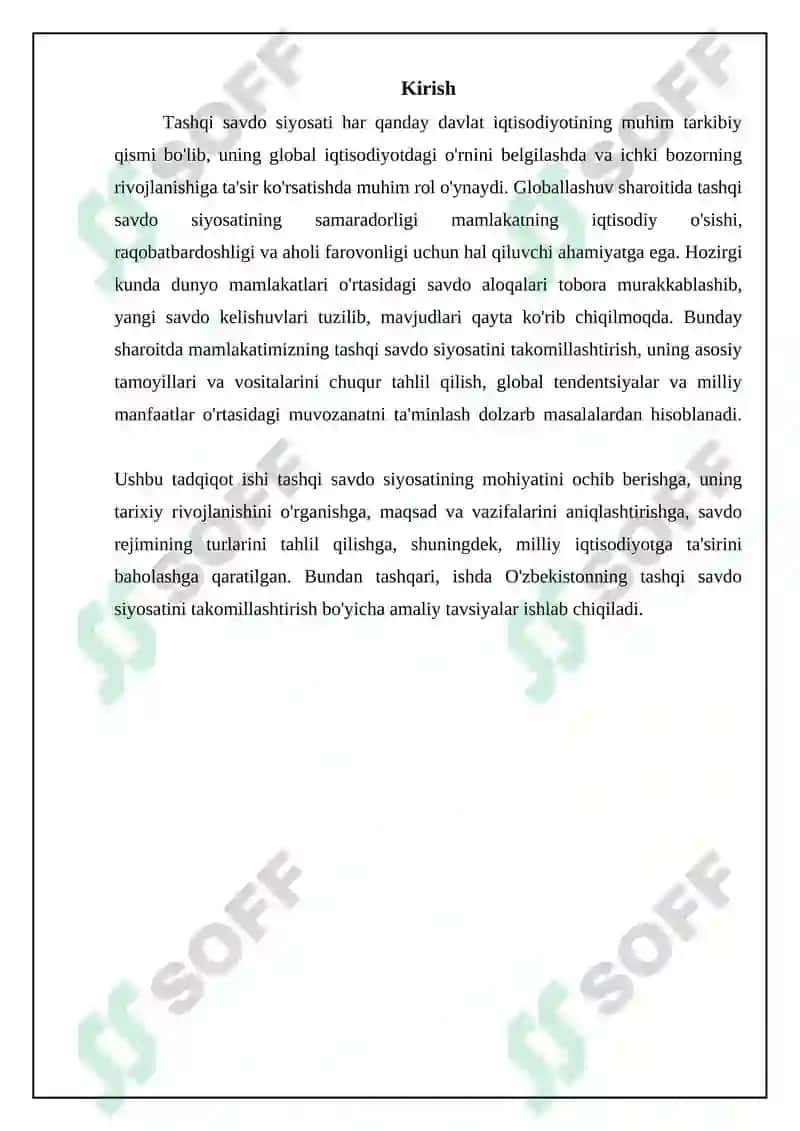 Tashqi savdo siyosati Referat 3