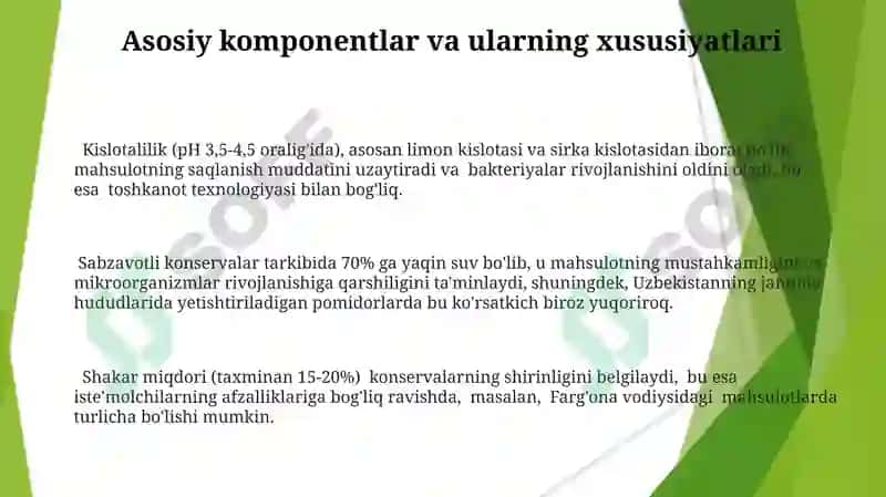 Sabzavot gazak konservalarining kimyoviy tarkibi 3