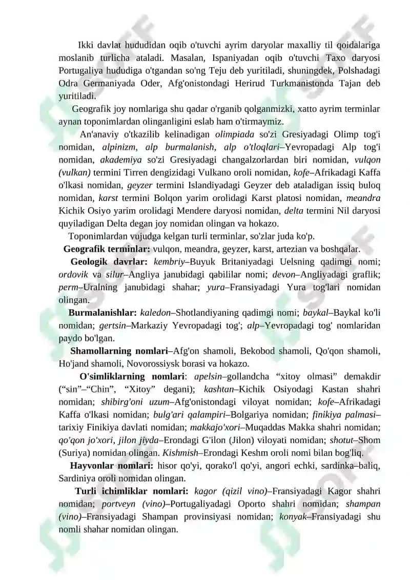 Mustaqil ish. Geografiya ta`limi va toponimika. 3