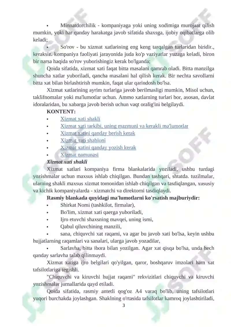 Sohaviy xizmat yozishmalari 3