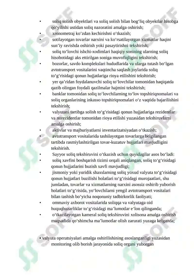 Sayyor Soliq tekshiruvlari va ularni o’tkazilish tartibi 3