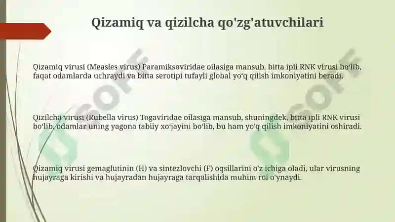 Qizamiq va qizilcha qo'zg'atuvchilari 3