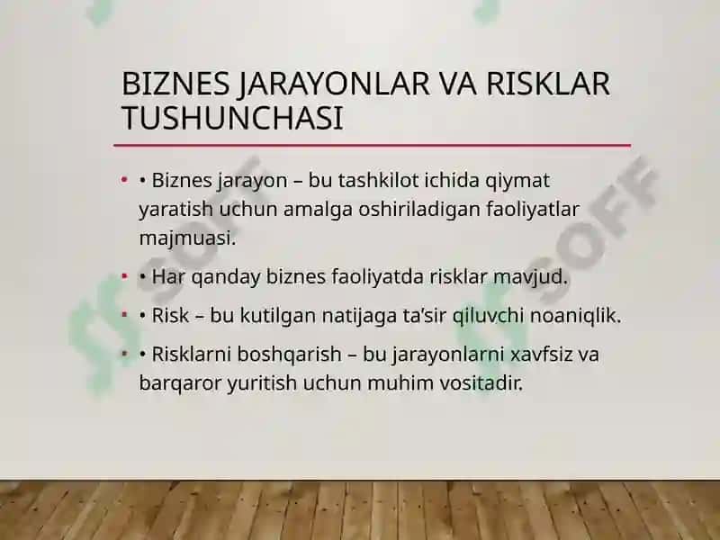 Biznes jarayonlar va risklar tushunchasi 3