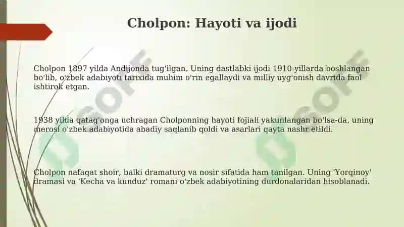 Cholpon: Hayoti va ijodi 3