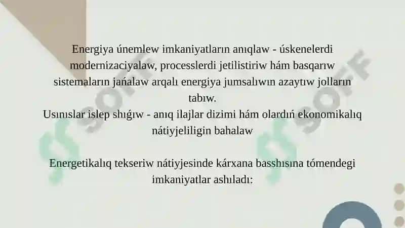 Sanaat kárxanalarınıń energetikalıq tekseriwi 3