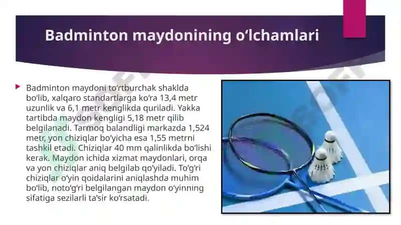 Badminton oʻyini qoidalari. Volan bilan mashqlar 3