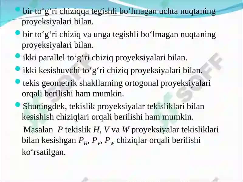 Tekisliklar va ularning chizmada tasvirlanishi 3