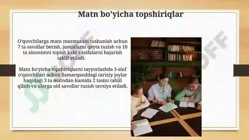 O'qish darslarida matnlar ustida ishlash 3