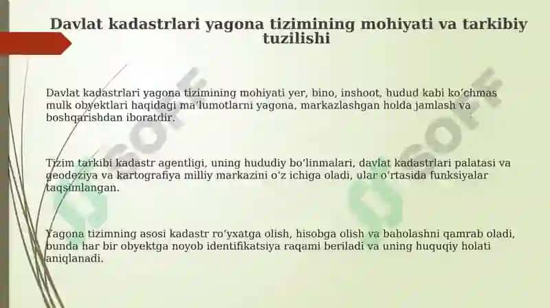 Davlat kadastrlari yagona tizimi 3