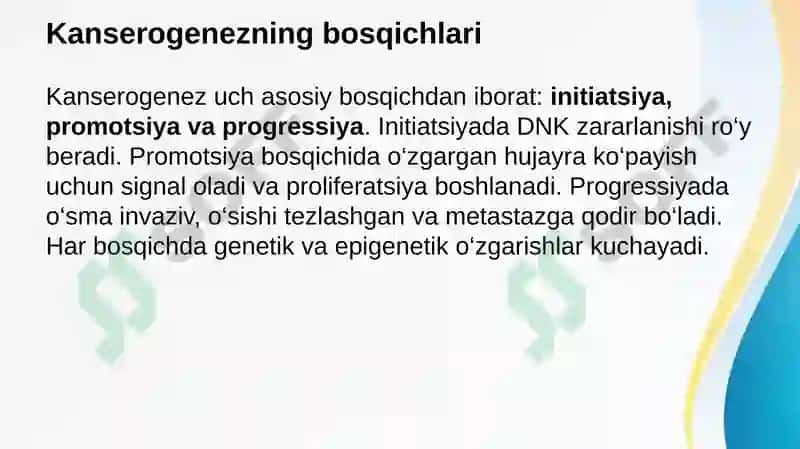 Kanserogenez . Kantserogenez asoslari 3