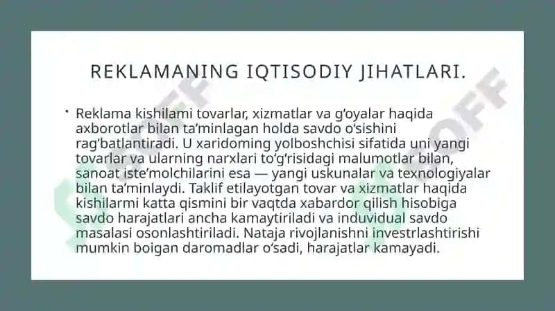 REKLAMANING IQTISODIY JIHATLARI 3
