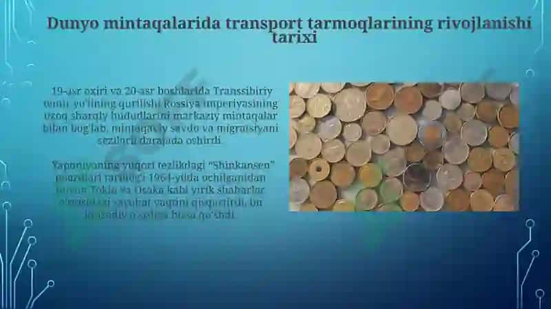 Transport tarmoqlarining jahon mintaqalarida rivojlanishi 3