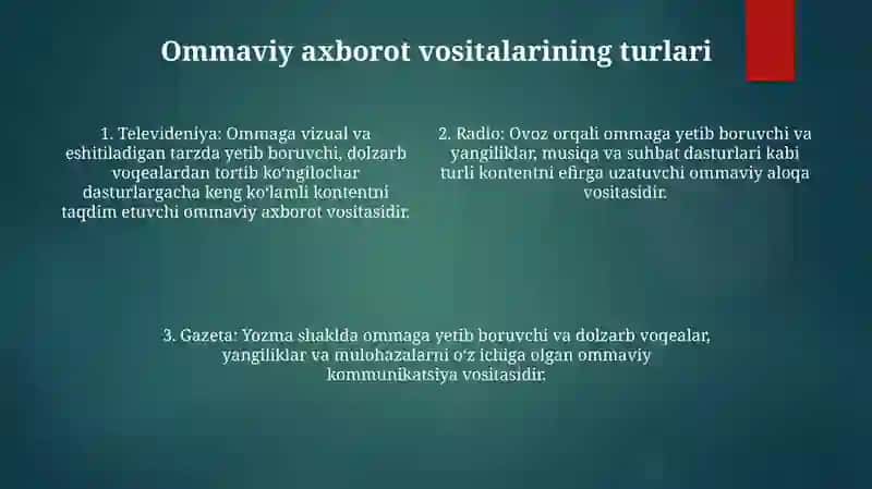 Ommaviy Axborot Vositalari Va Ularning Turlari 3