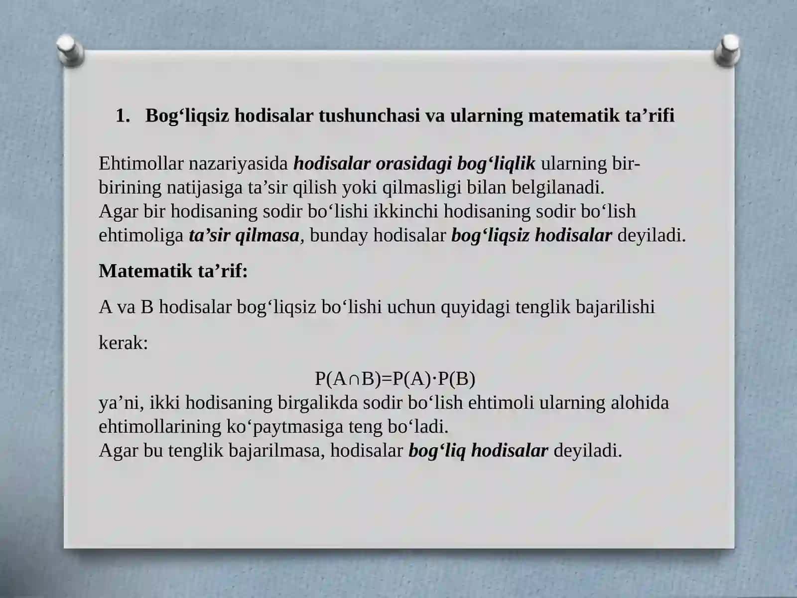 Bog’liqsiz hodisalar 3