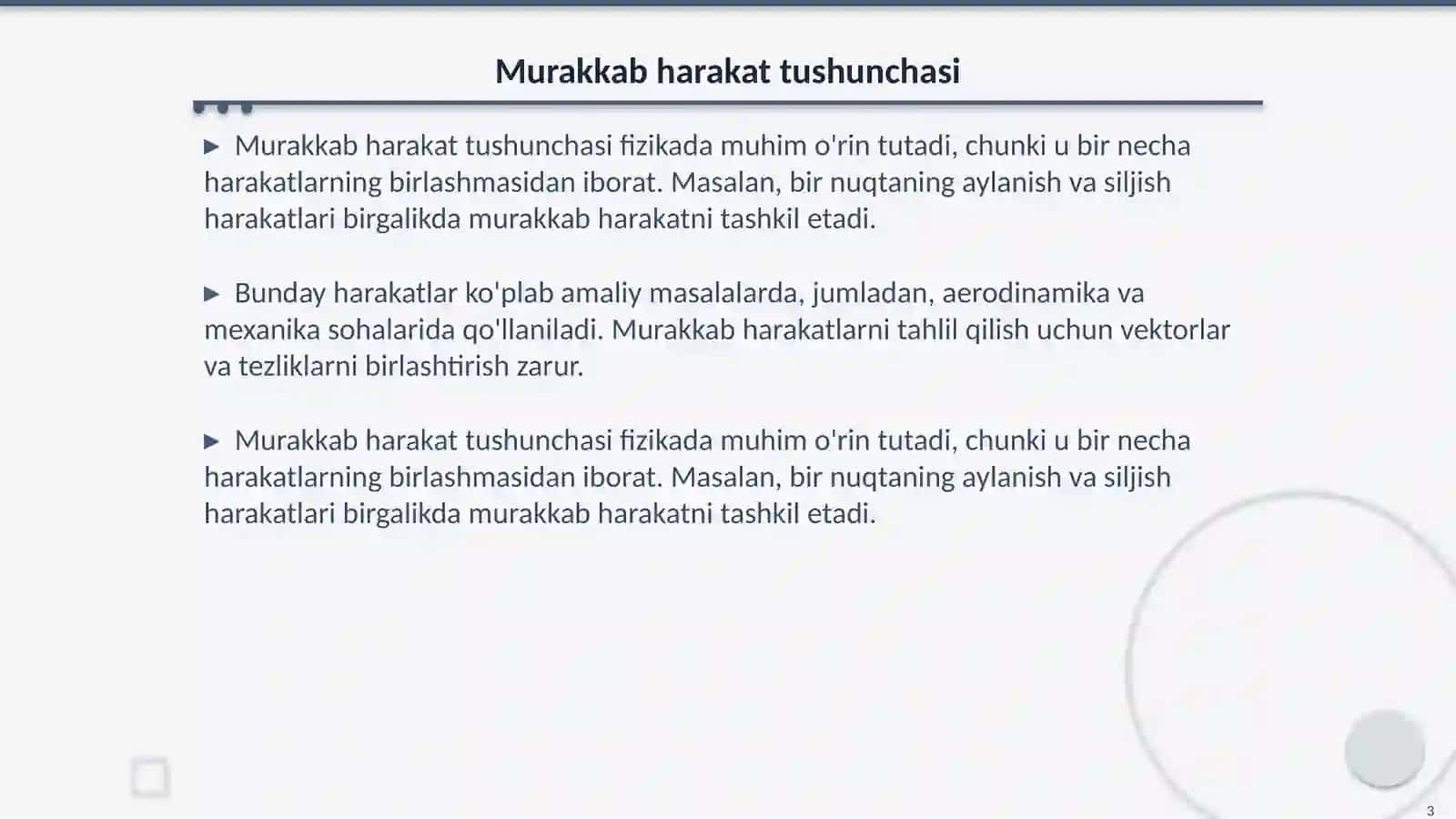 Nuqtaning murakkab harakati 3