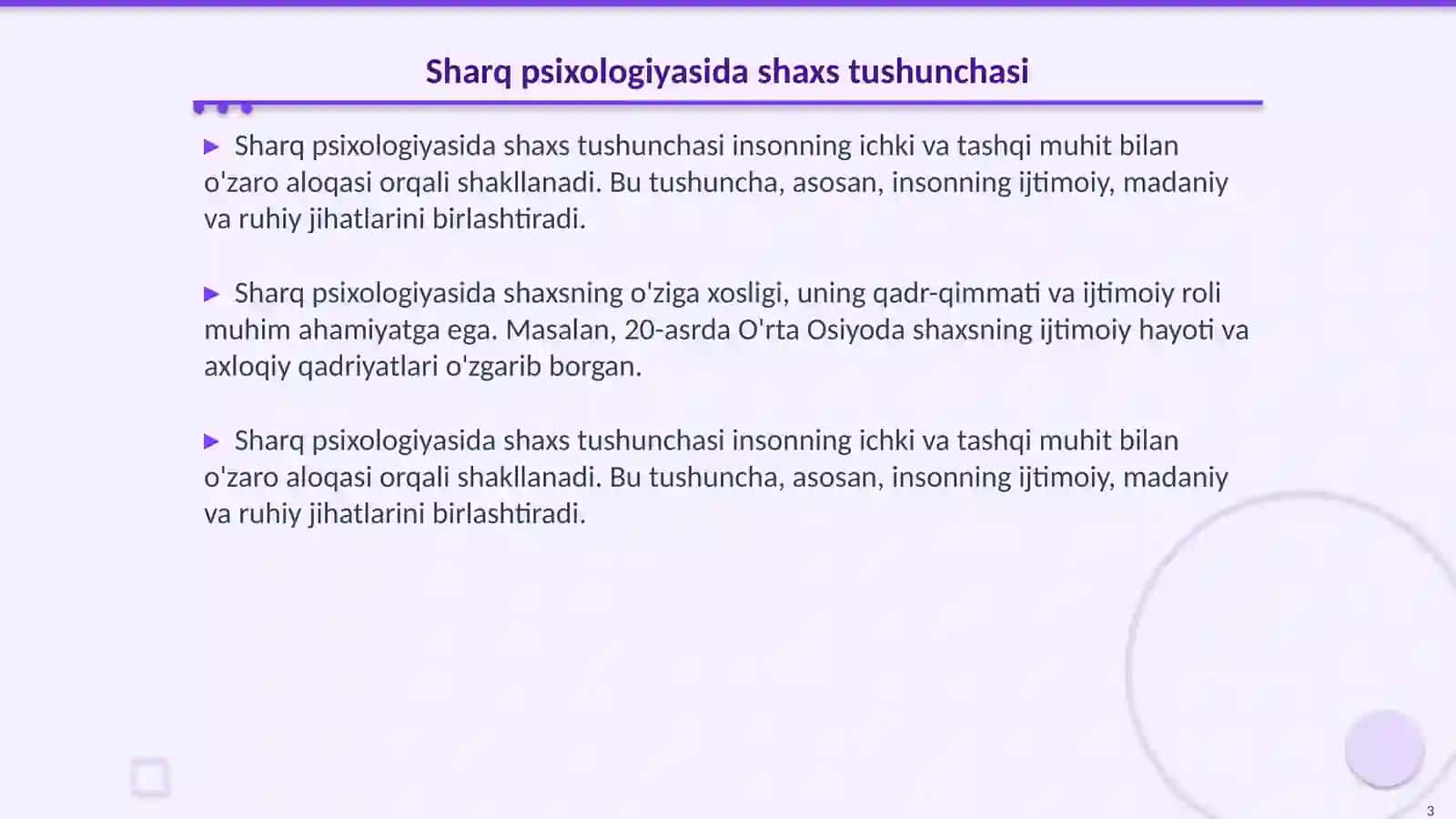 Sharq psixologiyasida shaxs muammosi 3