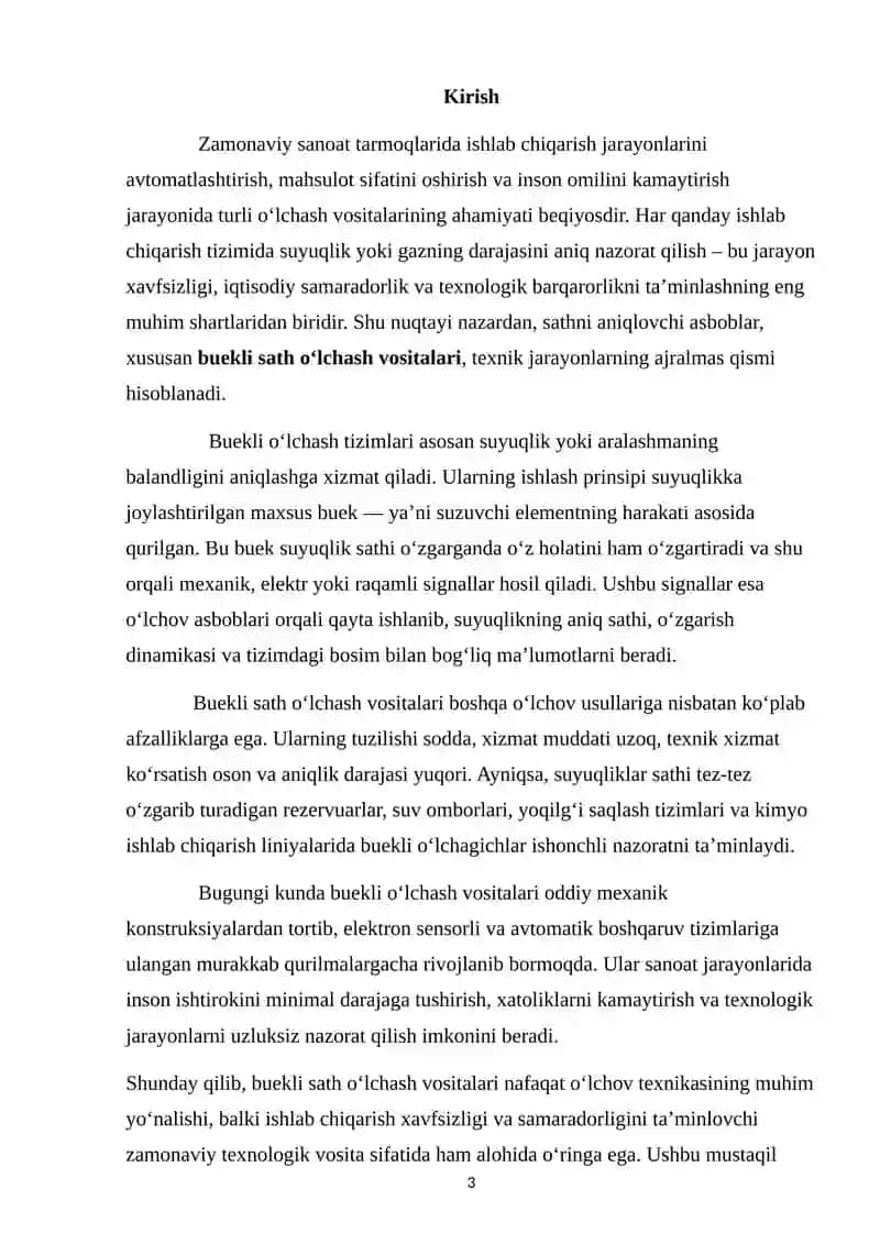 Buekli sath o’lchash vositalari 3