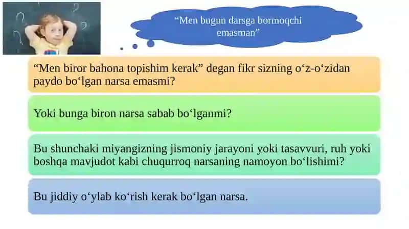 TANA FIKRLASH. IJODIY BOSIM 3