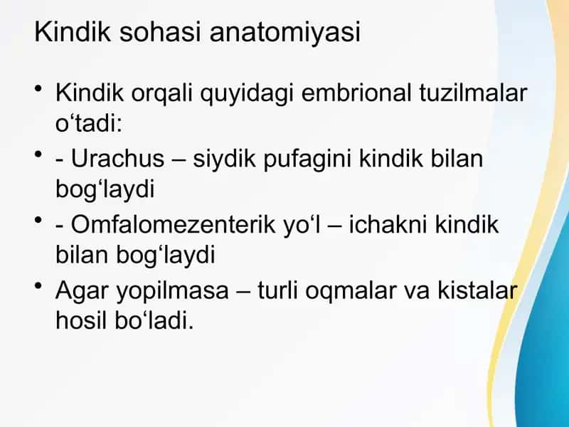 Kindik oqmalari 3