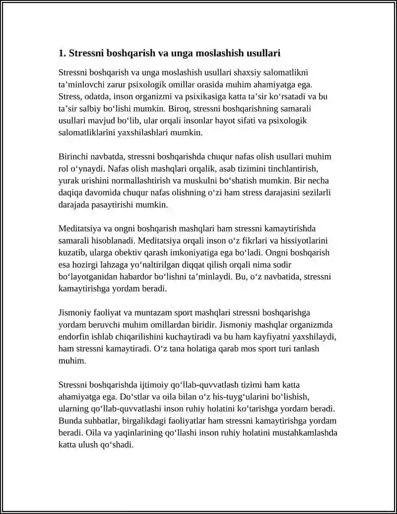 SHAXSIY SALOMATLIKNI TAMINLOVCHI ZARUR PSIXOLOGIK OMILLAR.PSIXOLOGIK SALOMATLIK MEZONLARI 3